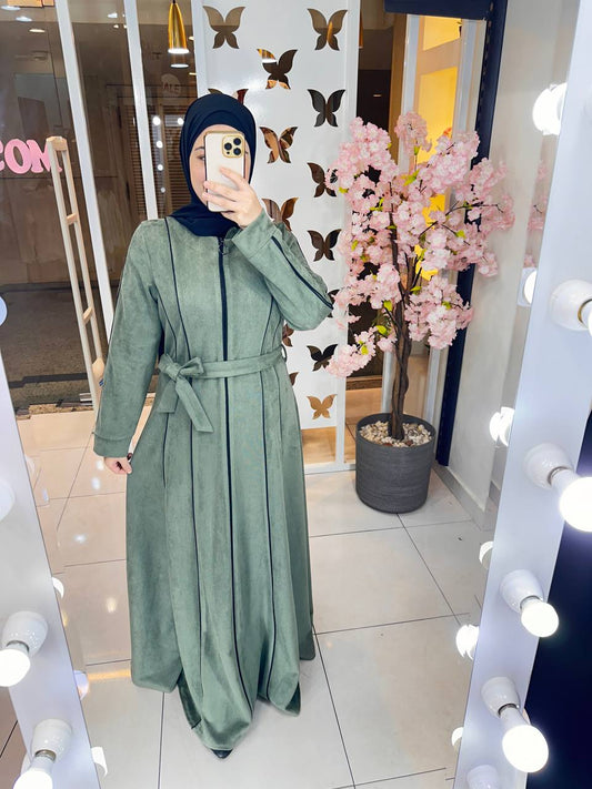 Abaya Panel Ribbed Suede Mint 61016