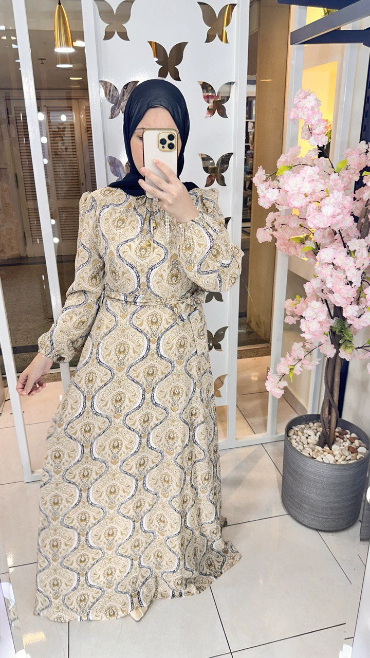 Dress Chiffon Beige 25324