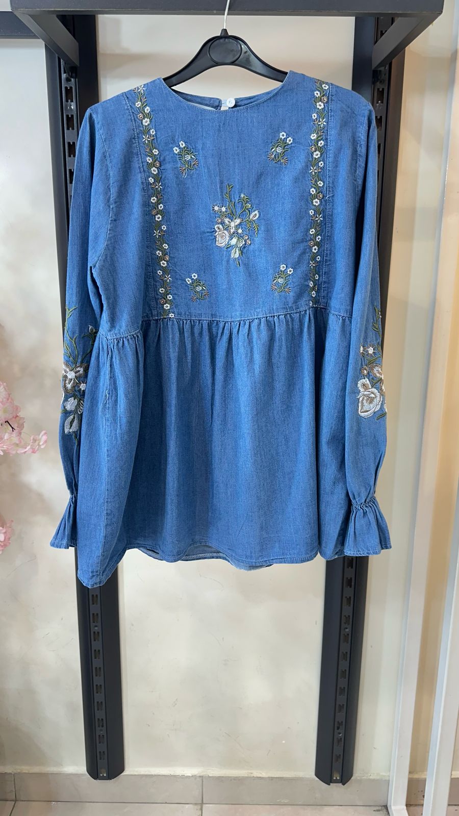 Denim Embroidered Blouse