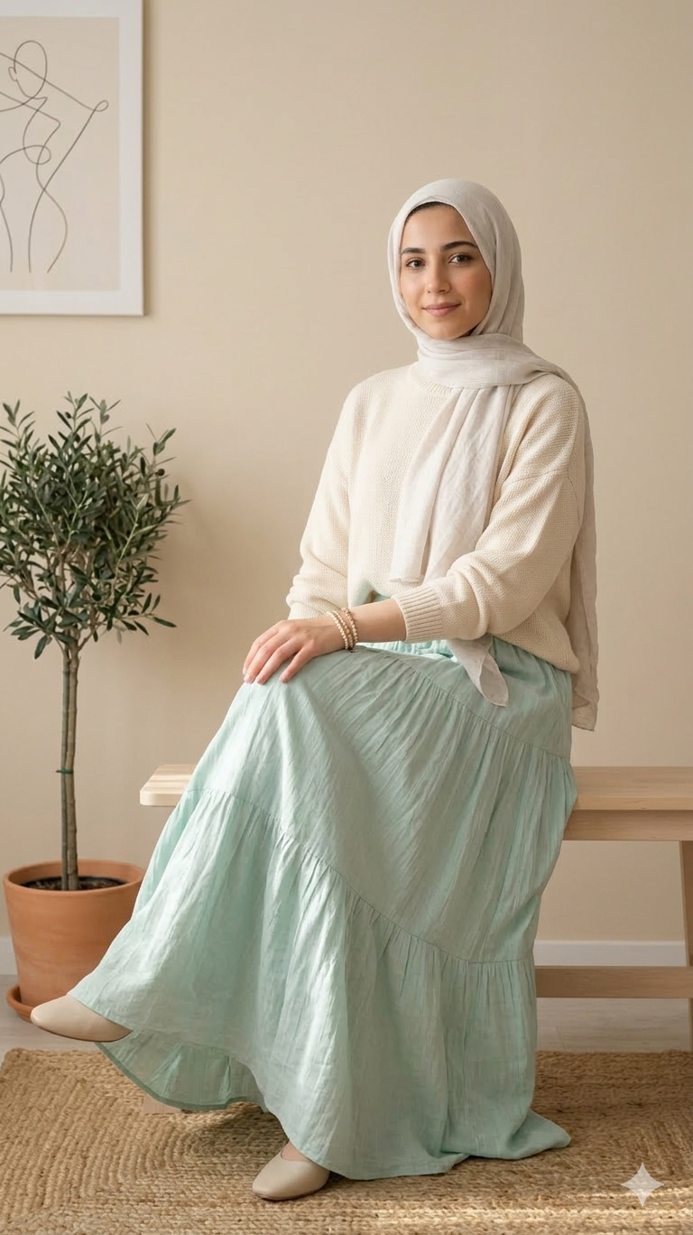 Hala Linen Skirt-Mint