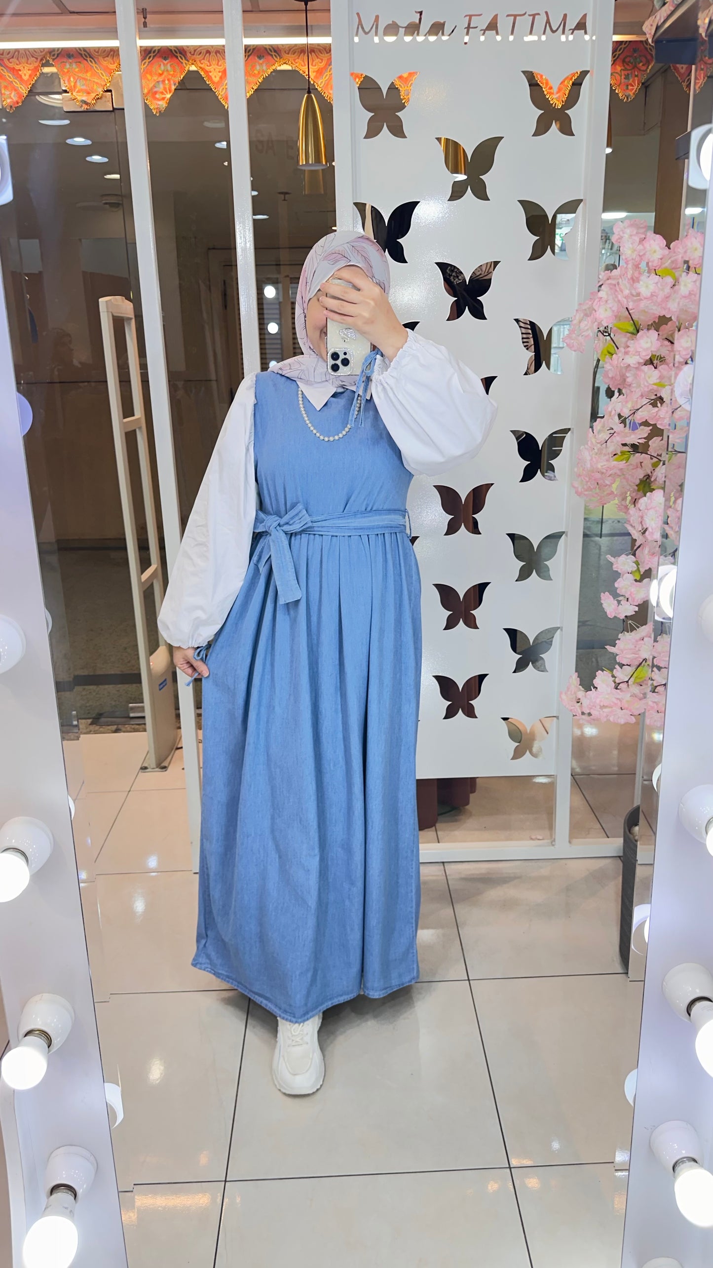 Denim Dress With Belt