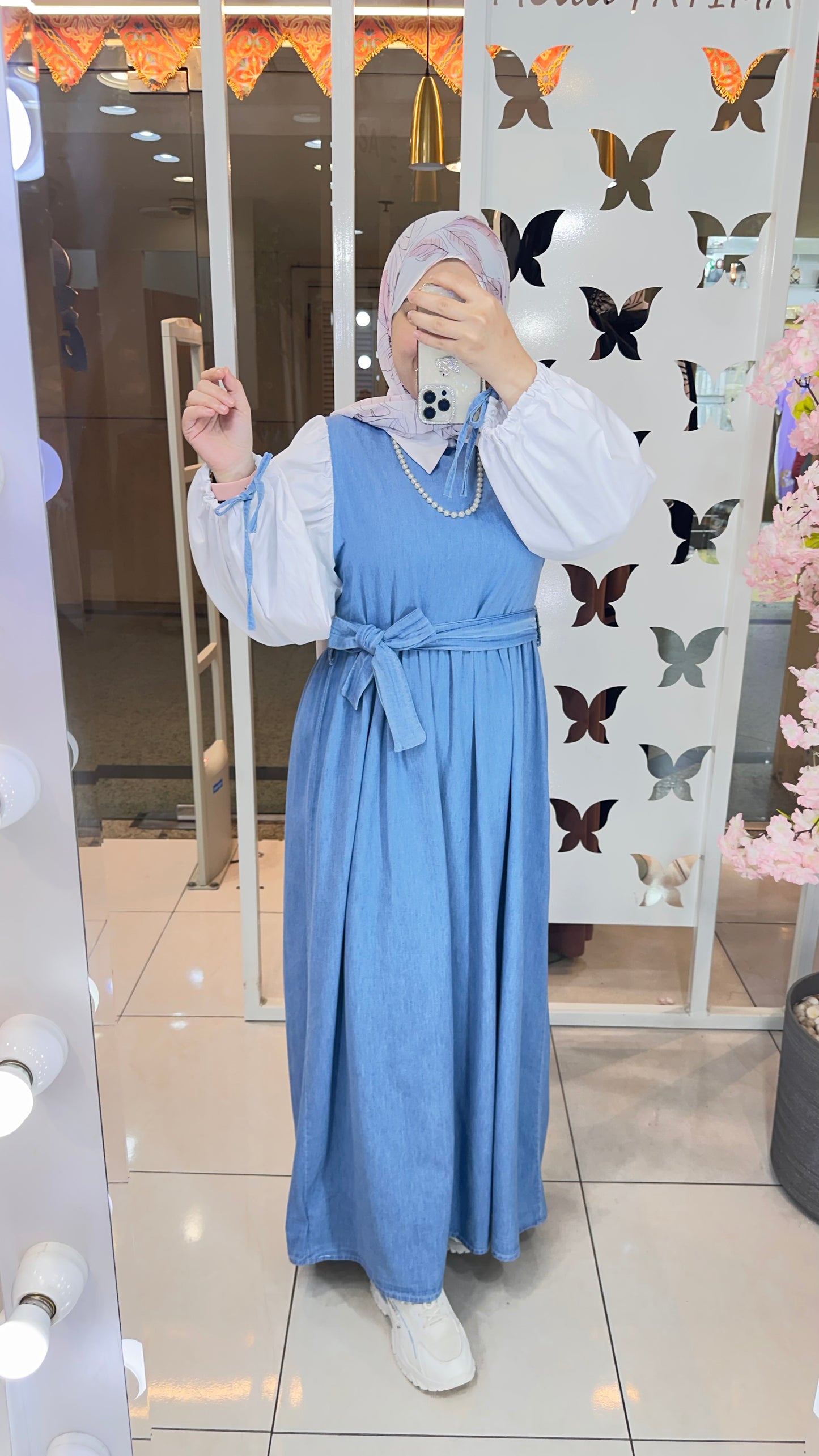 Denim Dress With Belt