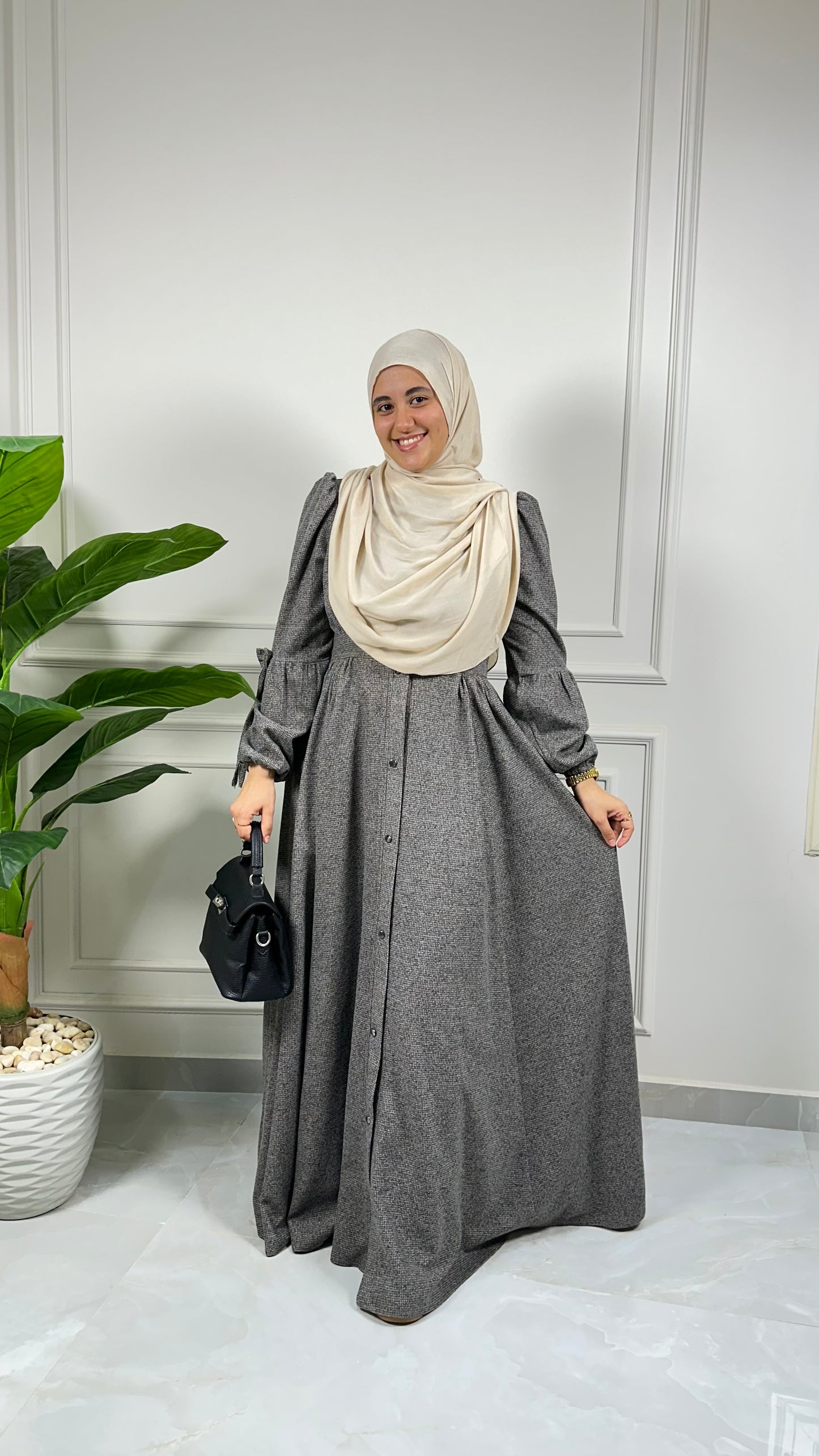 Lara wool bow dress- Black