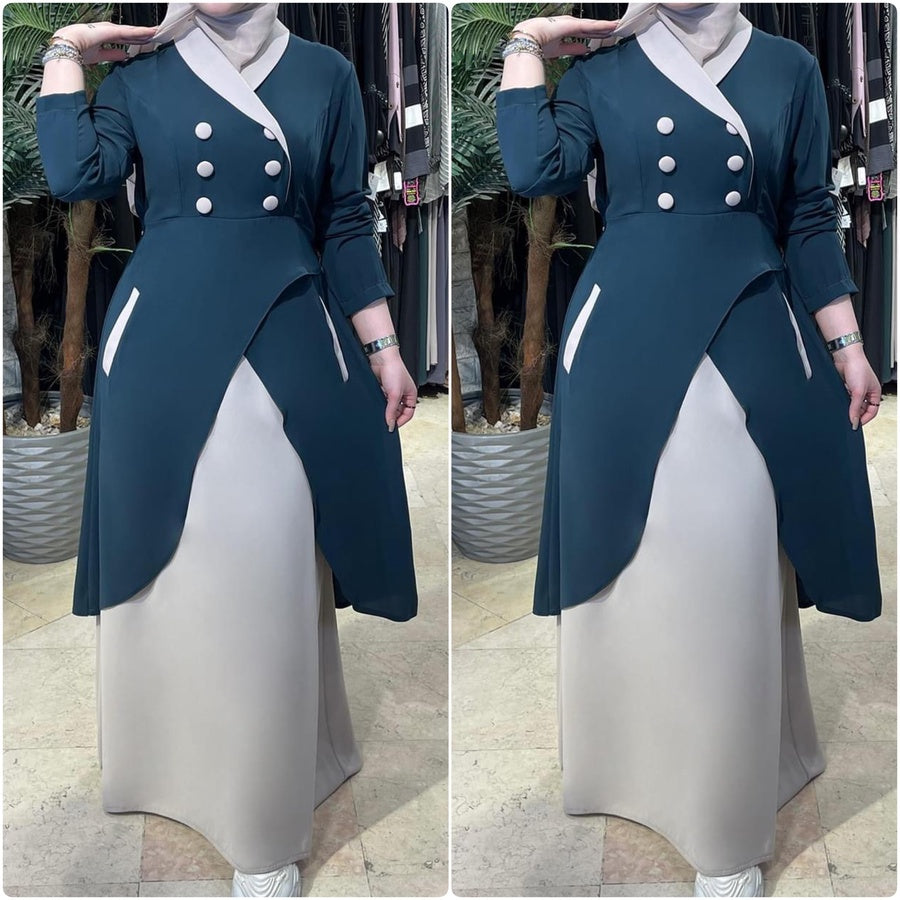 Dress Linen Petrol 25389