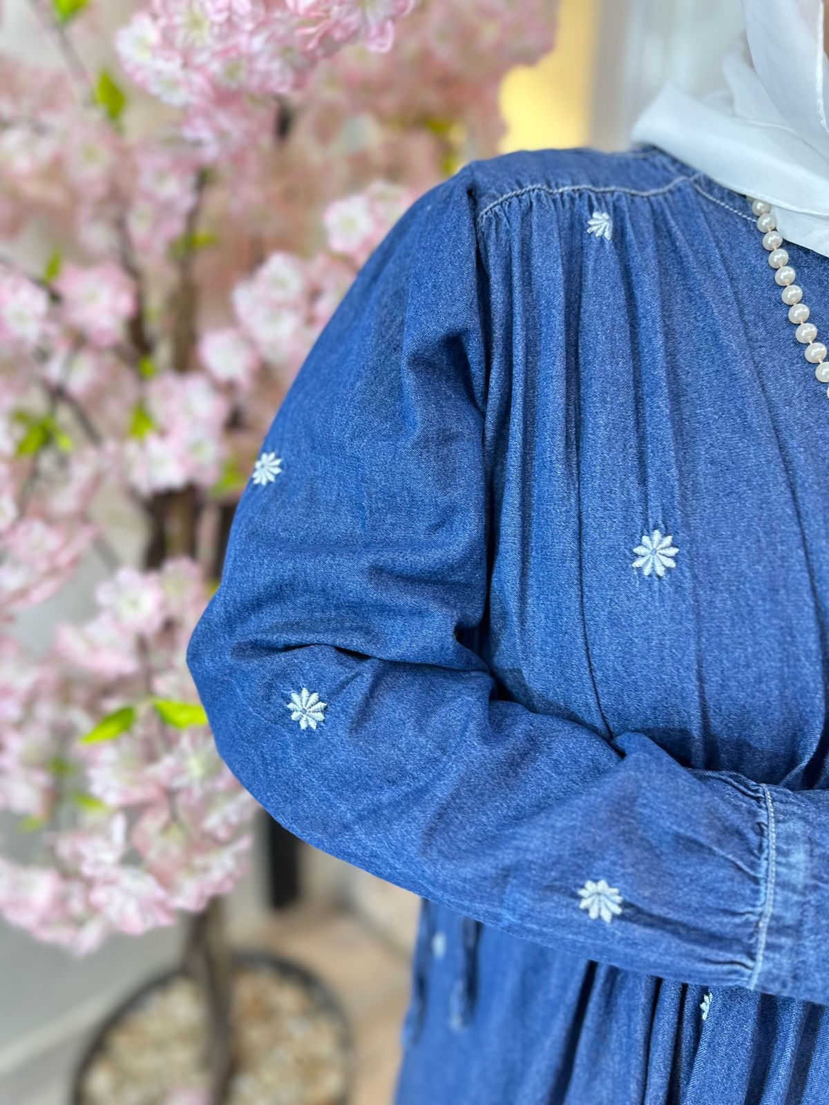 Radiant Embroidered Jeans Dress