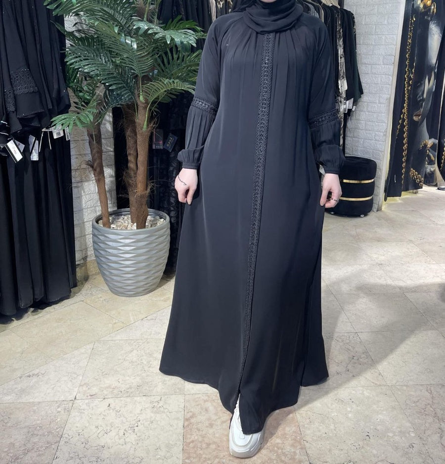 Abaya Silk Embroidere Black 25322