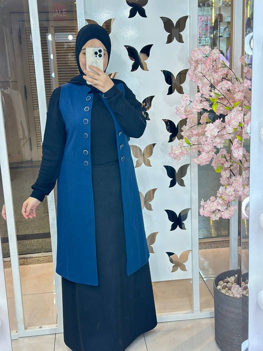 Sleeveless Coat Buttons Gough Dark Blue 71045
