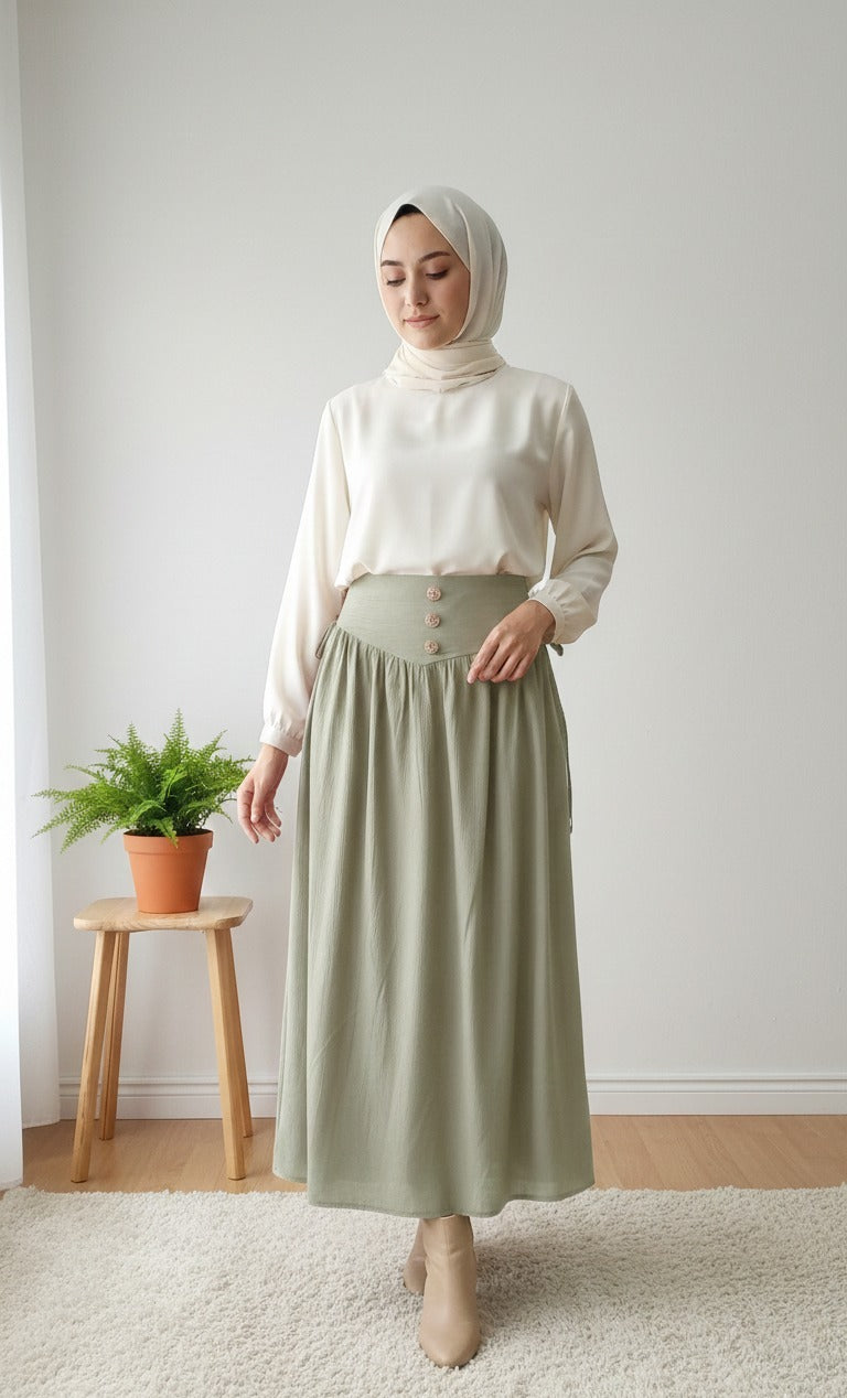 Voile skirt with button -Mint