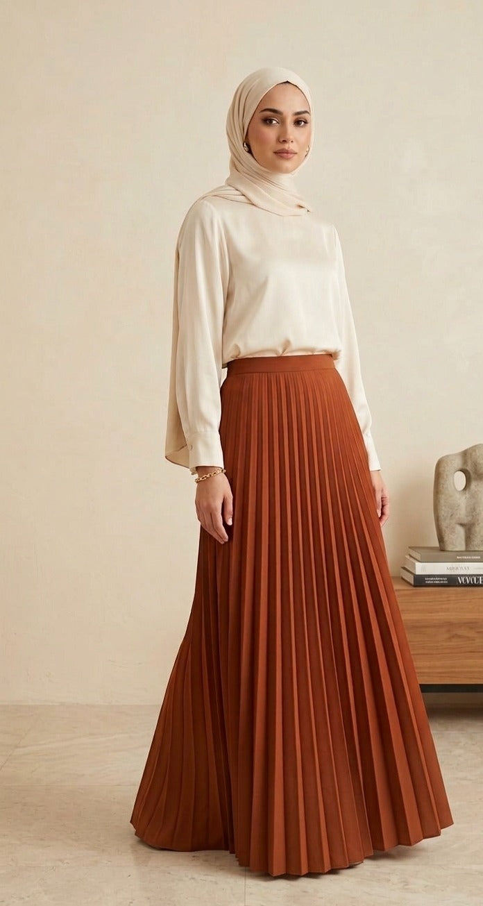 Scuba Crepe Pleated Skirt-Havan