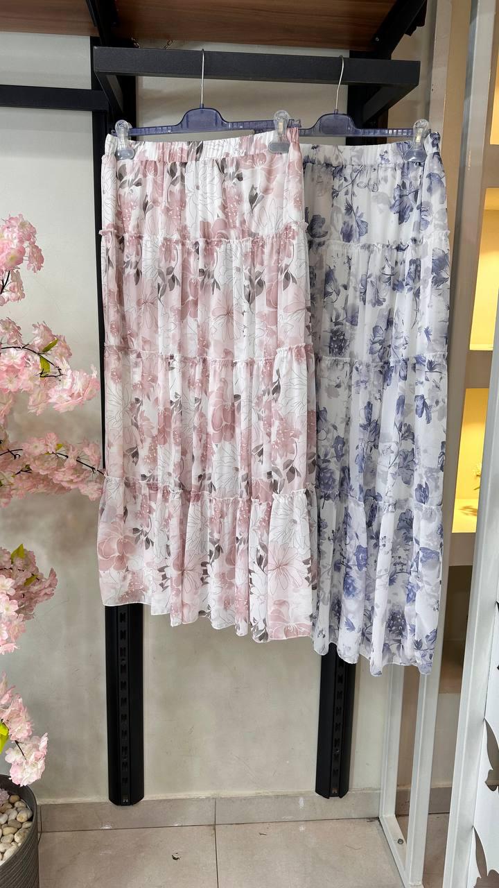 Lined Printed Chiffon Skirt
