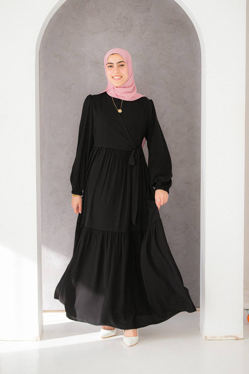 Elegant Crepe Dress With Tie
