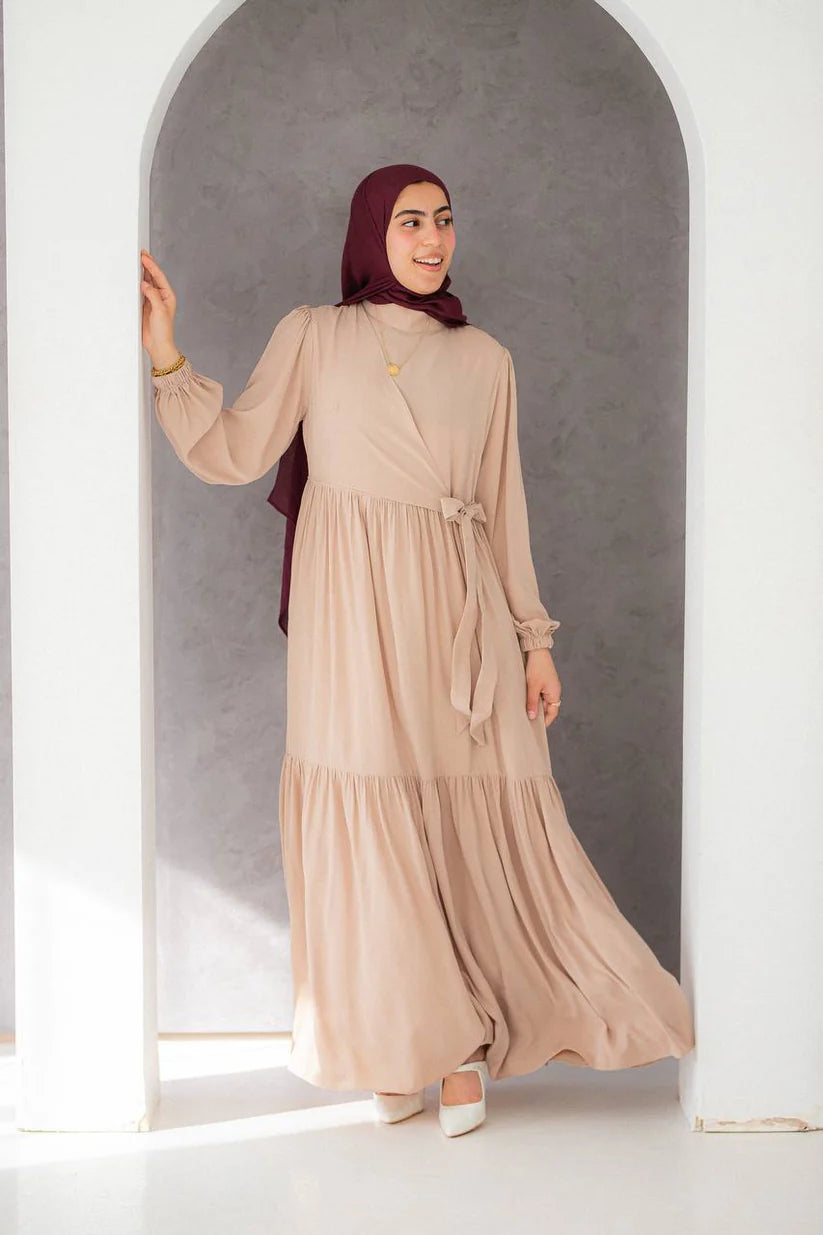 Tia Crepe Dress with Waist Tie
