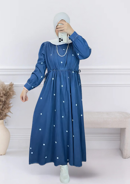 Radiant Embroidered Jeans Dress