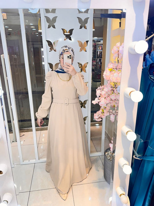 Dress Crepe Beige 25106