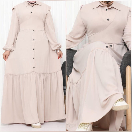Dress Crepe Beige 25171