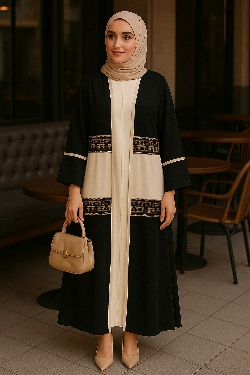 Cardigan Crepe Embroidered Black