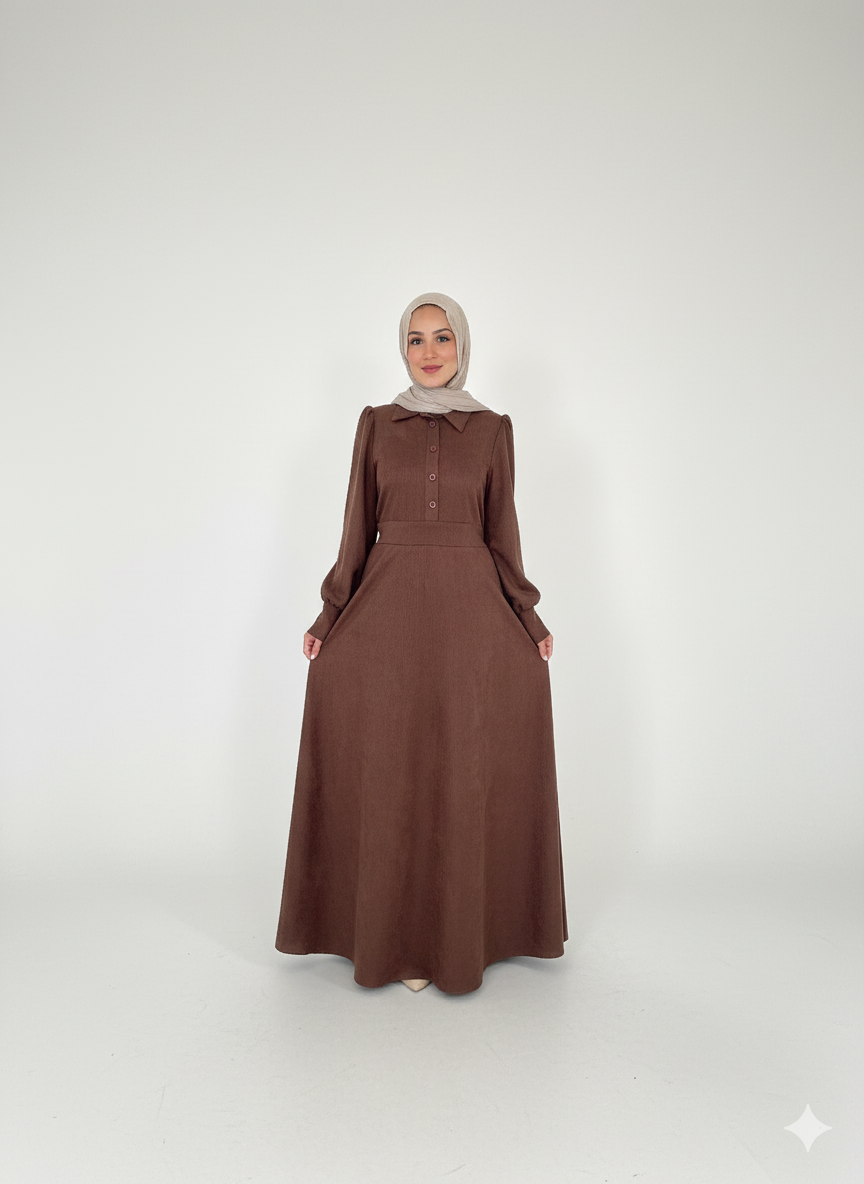 Luminous Suede Dress - Brown