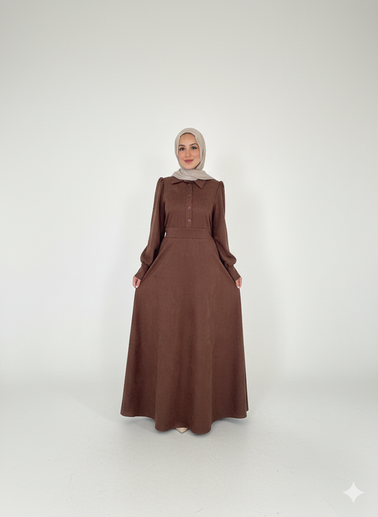 Luminous Suede Dress - Brown