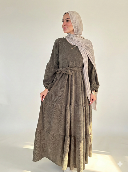 HAYA Knitted Wool Dress - Olive