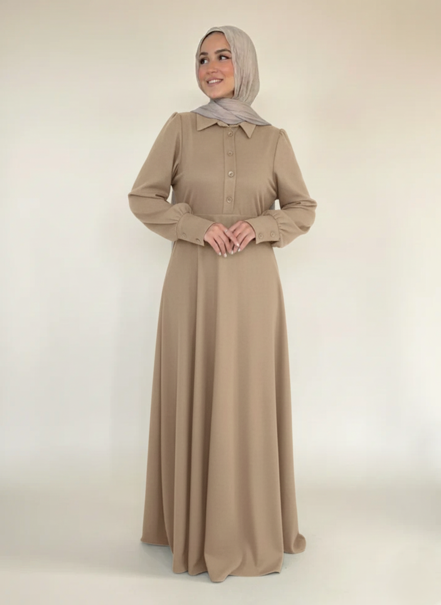 Luminous Suede Dress - Beige