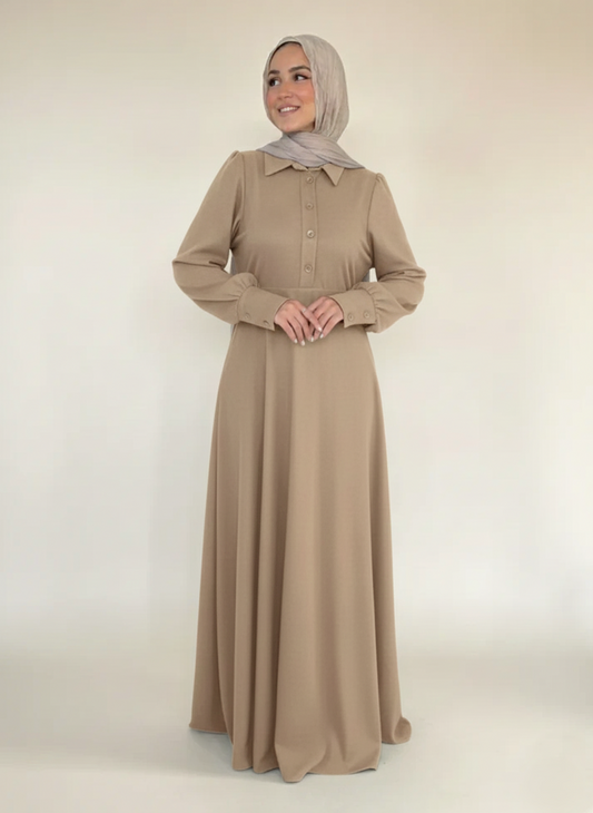 Luminous Suede Dress - Beige