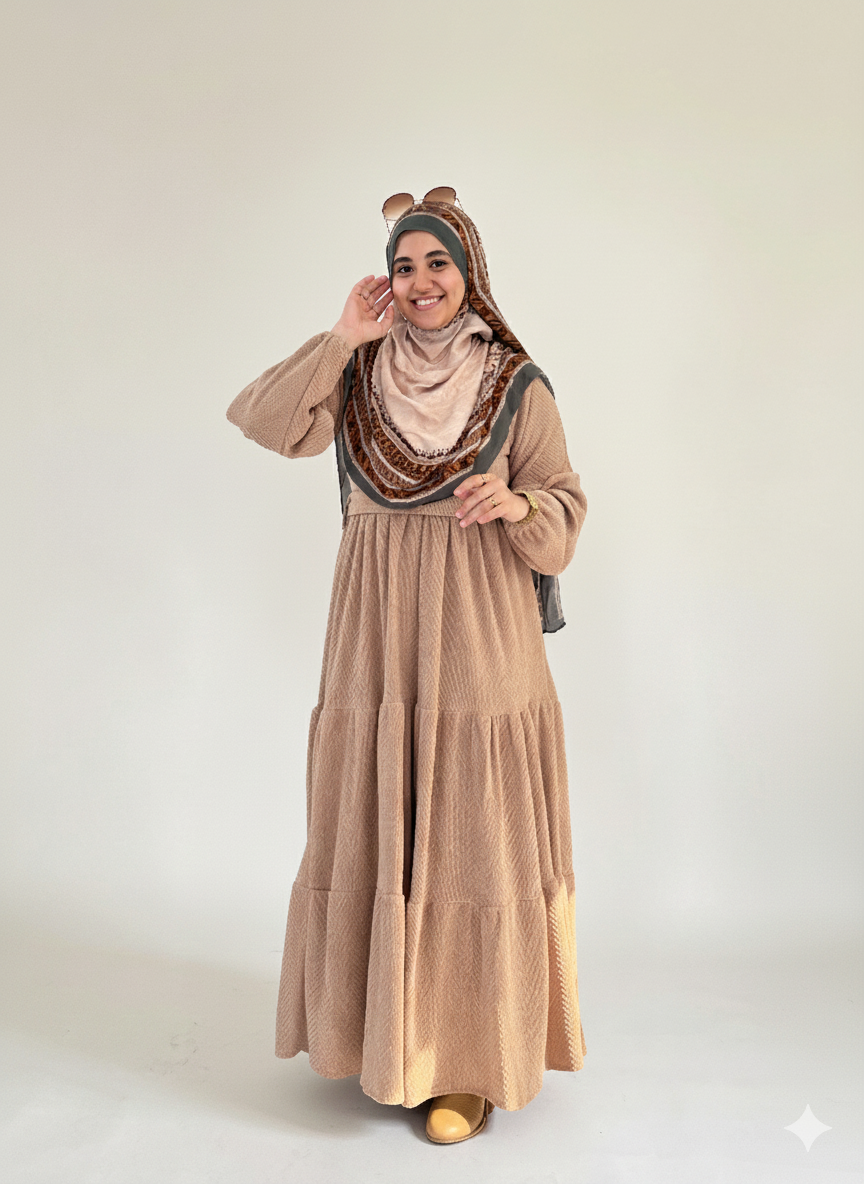 HAYA Knitted Wool Dress -Light Brown