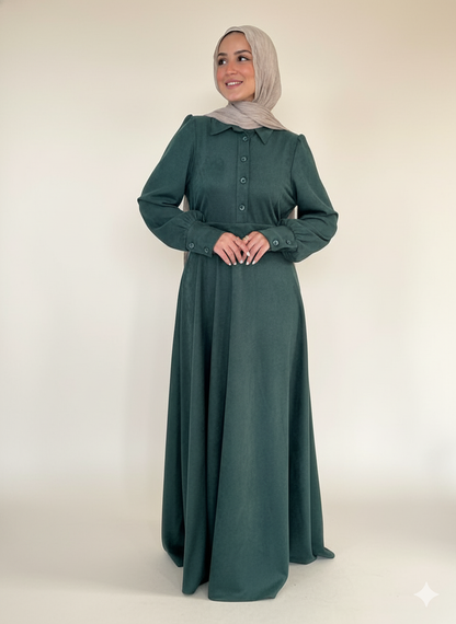 Luminous Suede Dress - Emerald Green