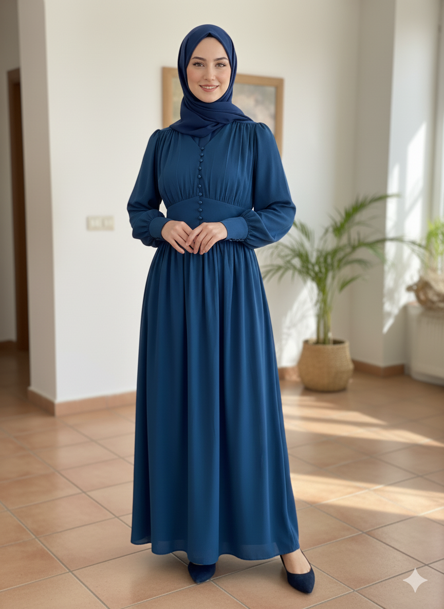 Premier suede dress with buttons