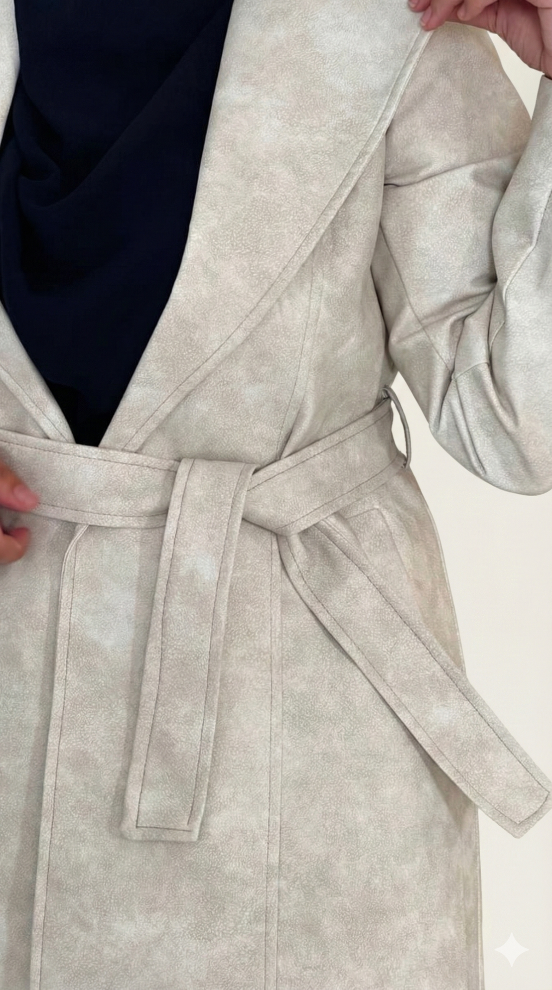 Leather coat with satin lining