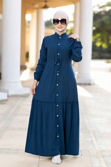 Snap-Button Dress-Blue