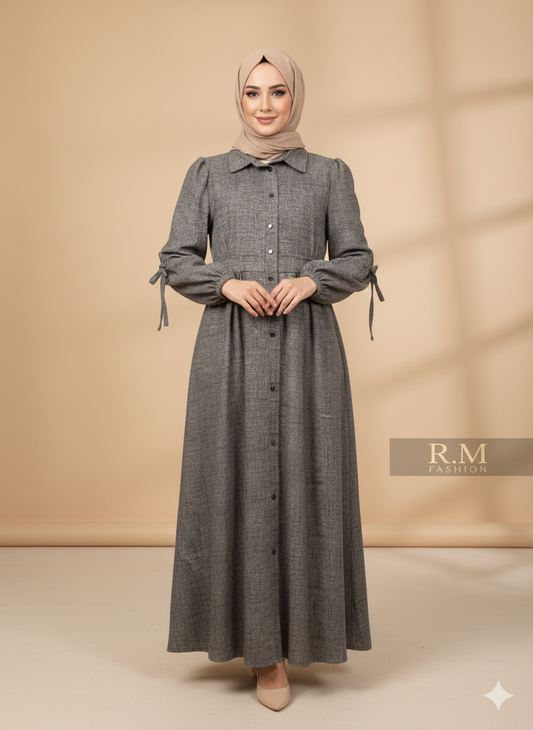 Lara wool bow dress - Gray