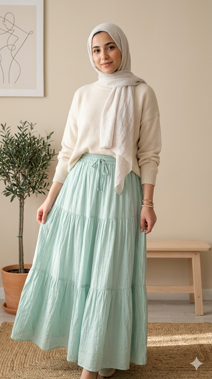 Hala Linen Skirt-Mint