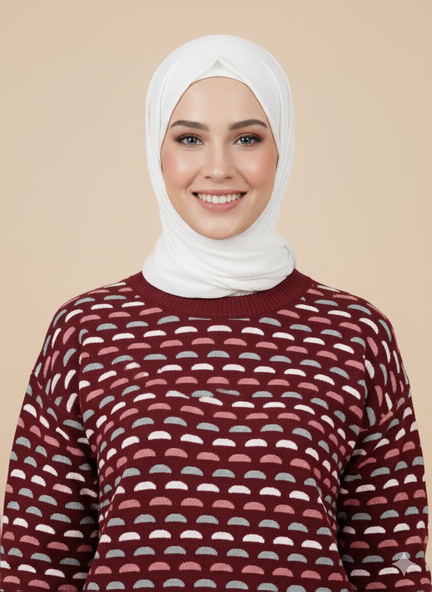 Winter knitted sweater - Dark Red