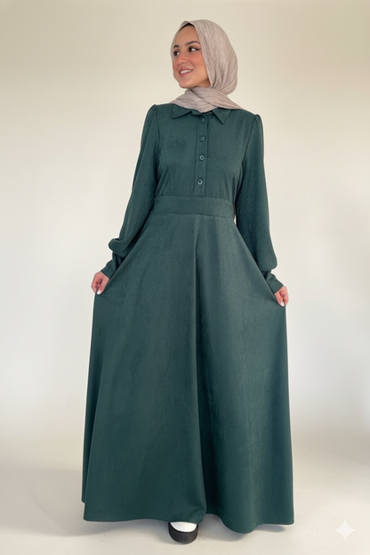 Luminous Suede Dress - Emerald Green