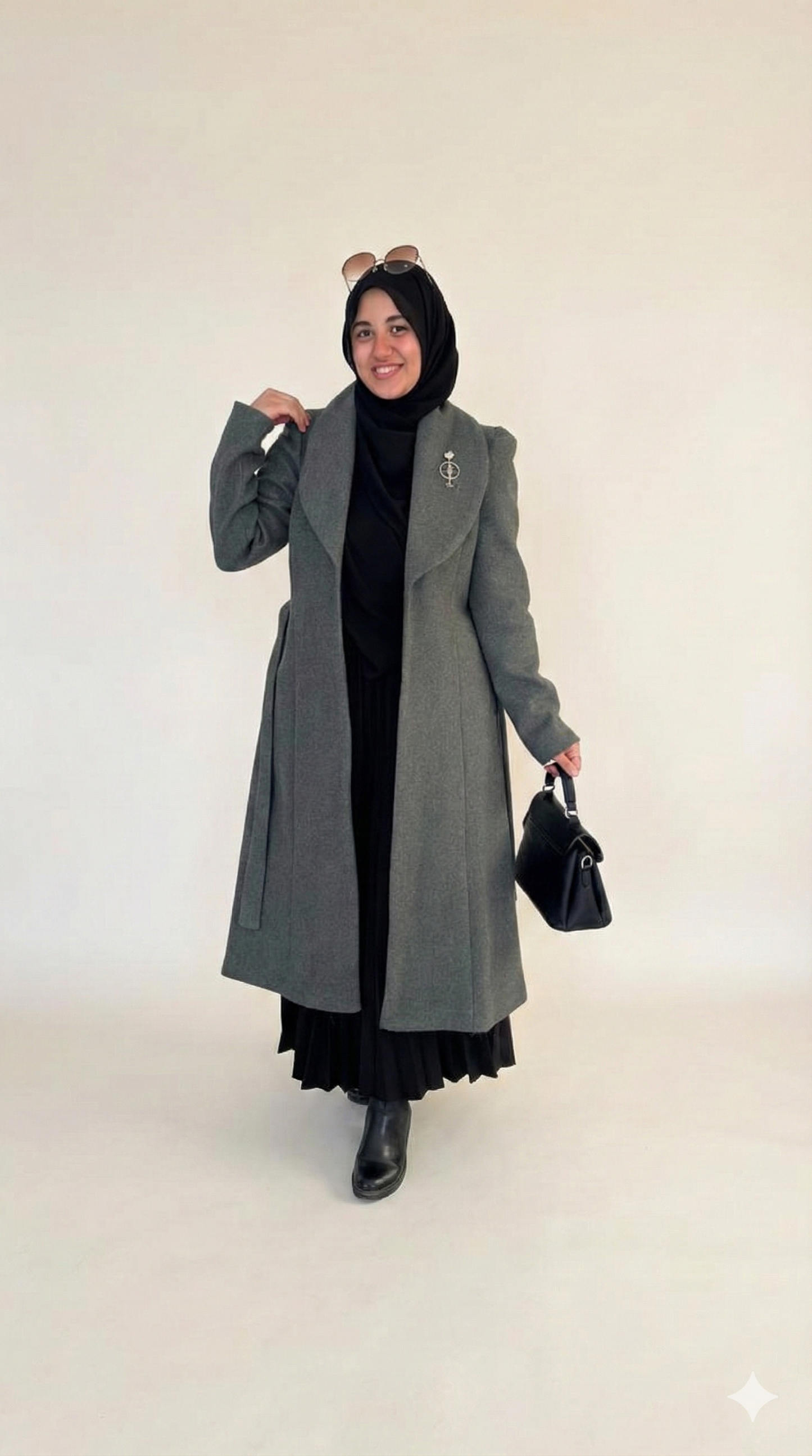 Riviera wool coat with brooch - Olive