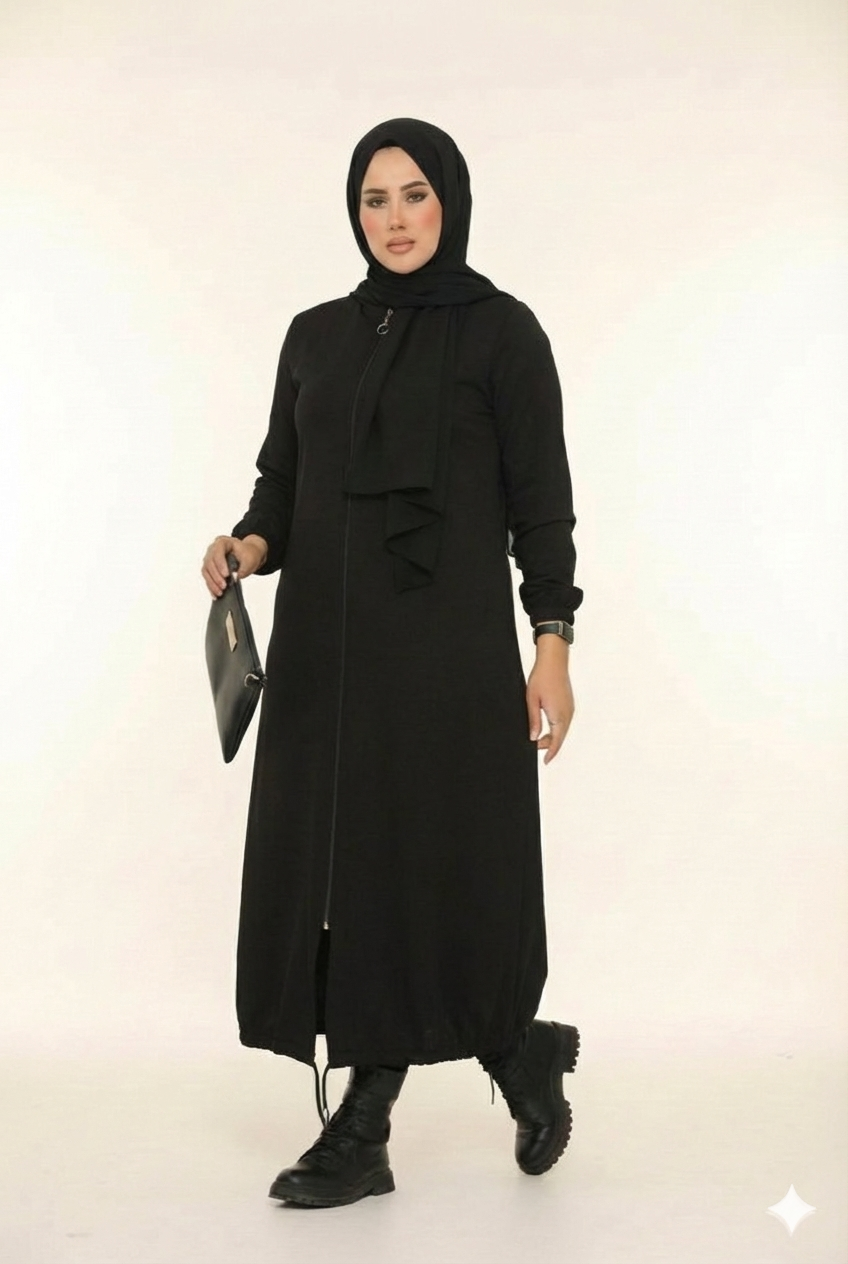 Waterproof Zipper Dress - Black