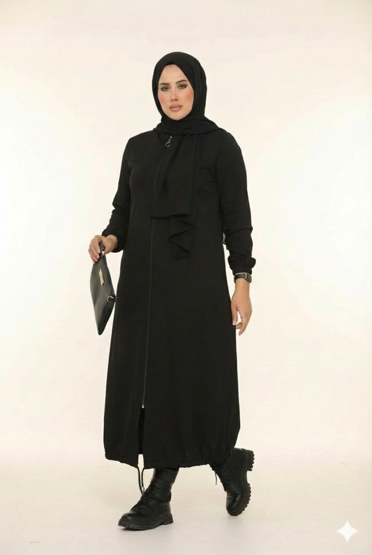 Waterproof Zipper Dress - Black