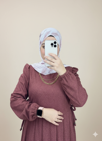 Pleated Wool Dress - Dark Orange