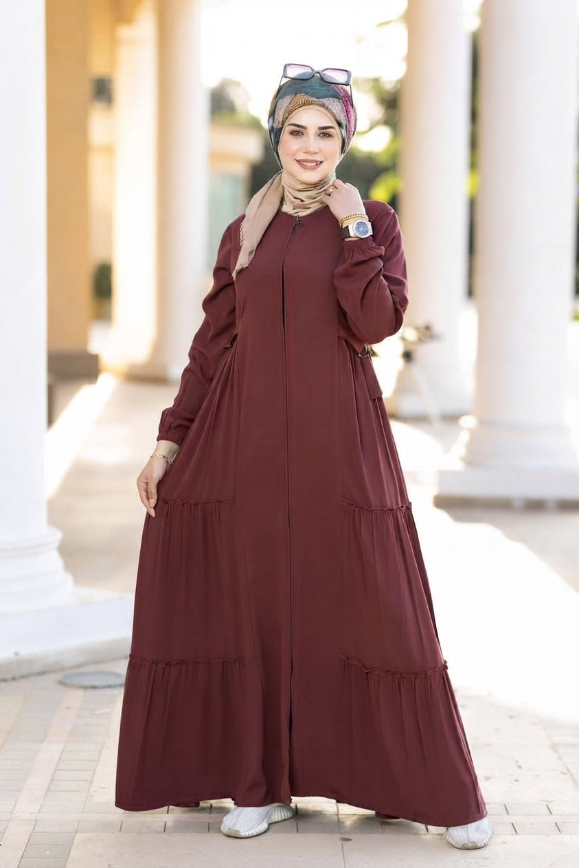 Crepe Tiered Dress-Dark Orange