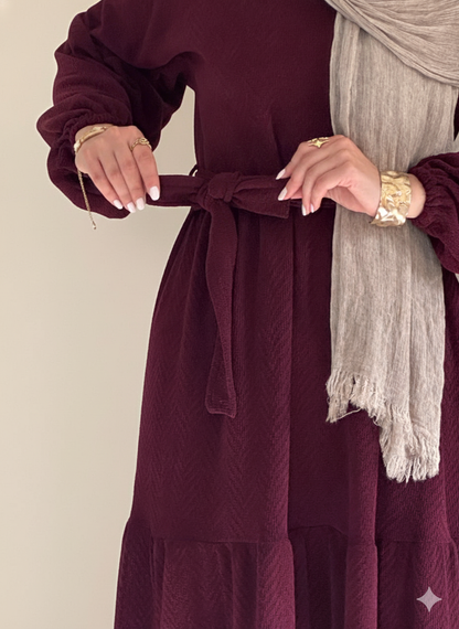 HAYA Knitted Wool Dress - Burgandy