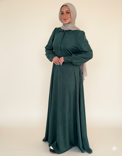 Luminous Suede Dress - Emerald Green