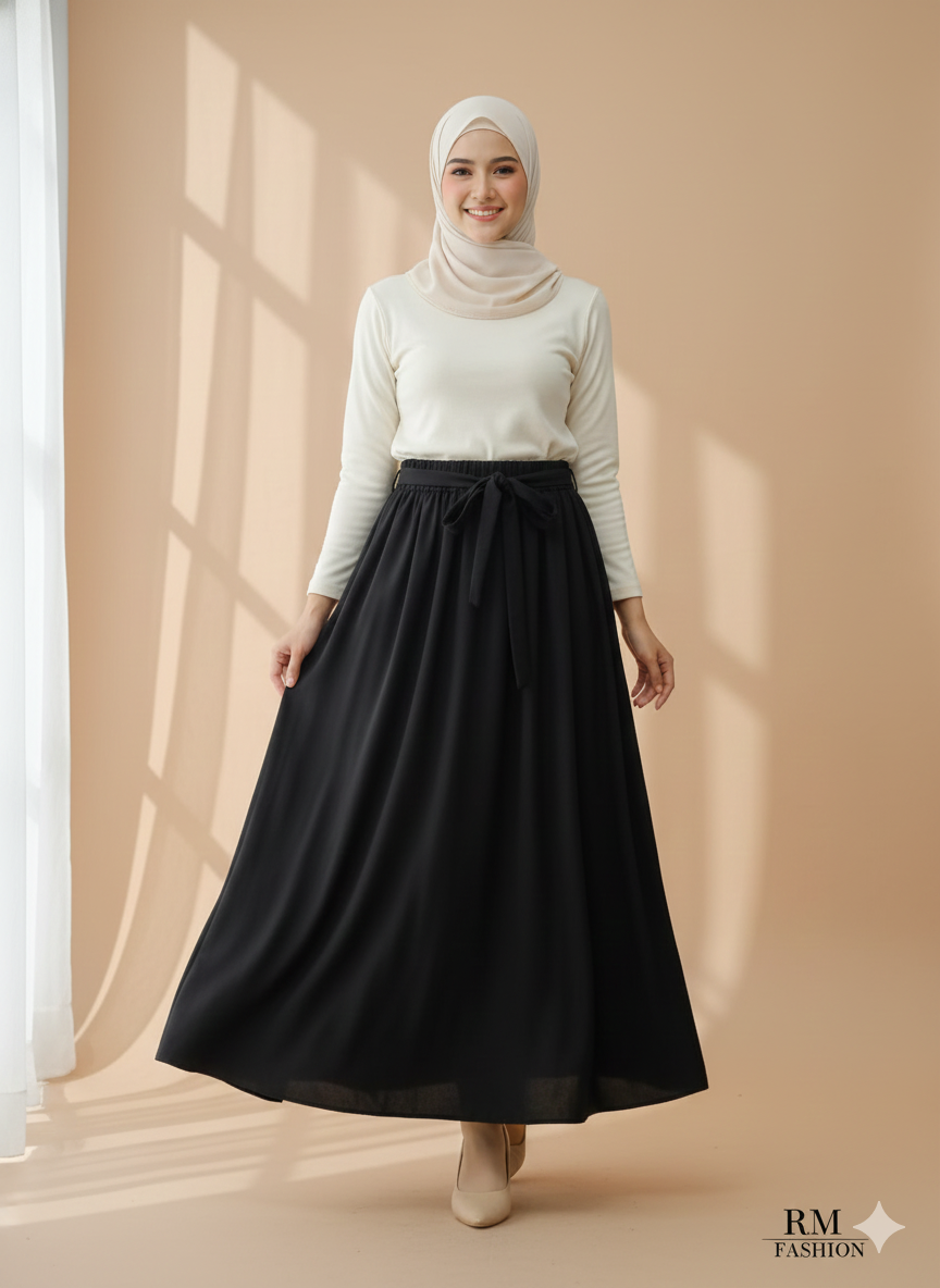 Plain suede skirt -  Black