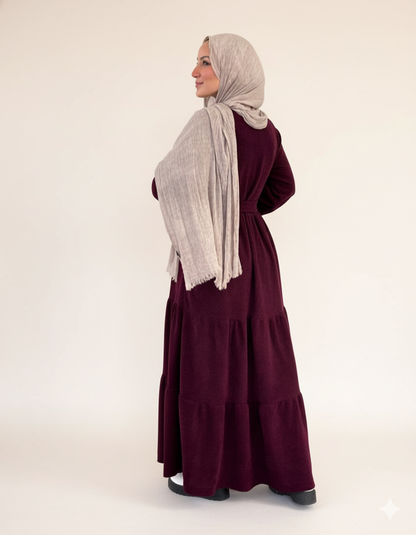 HAYA Knitted Wool Dress - Burgandy