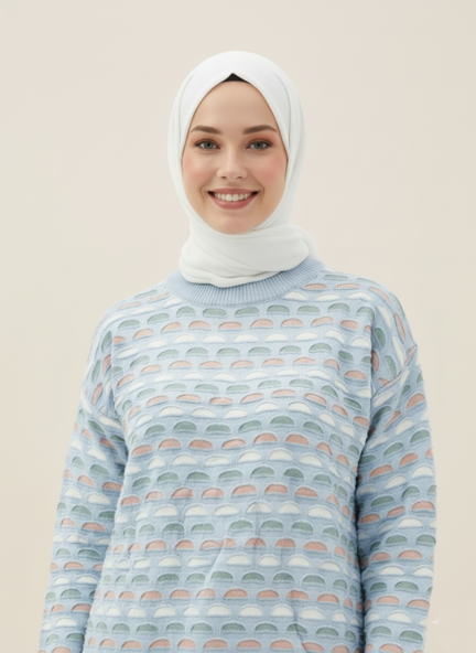 Winter knitted sweater - Light Blue