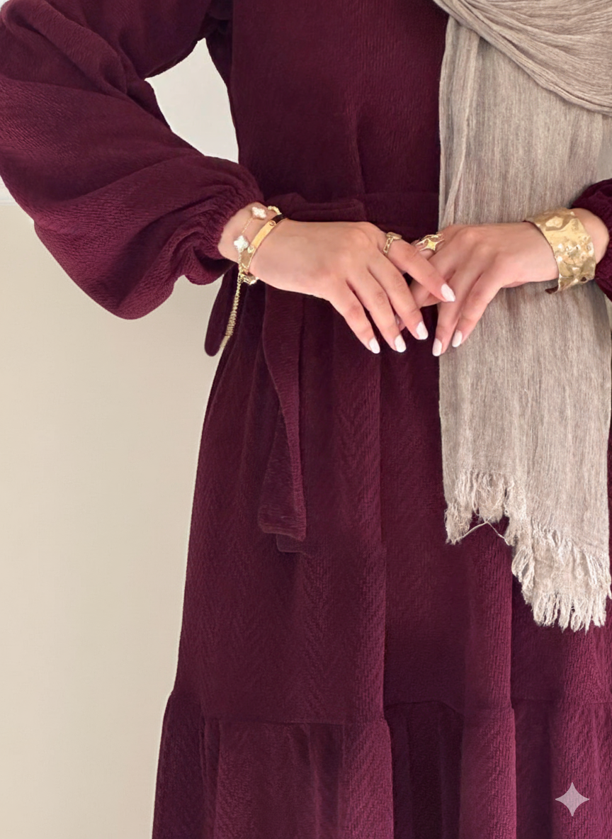 HAYA Knitted Wool Dress - Burgandy