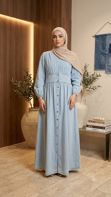 Kayla Button-Down Denim Dress