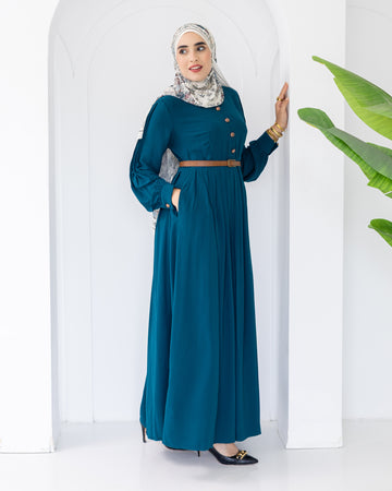 Rosa Pleated Crepe Dress - genzary
