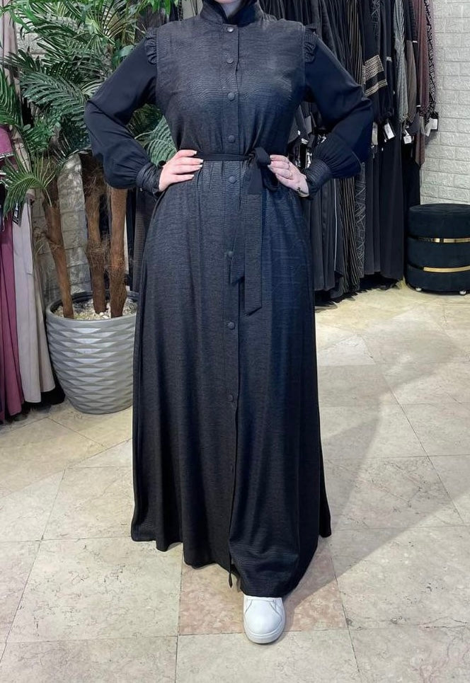 Jacqurad Abaya Black Buttons