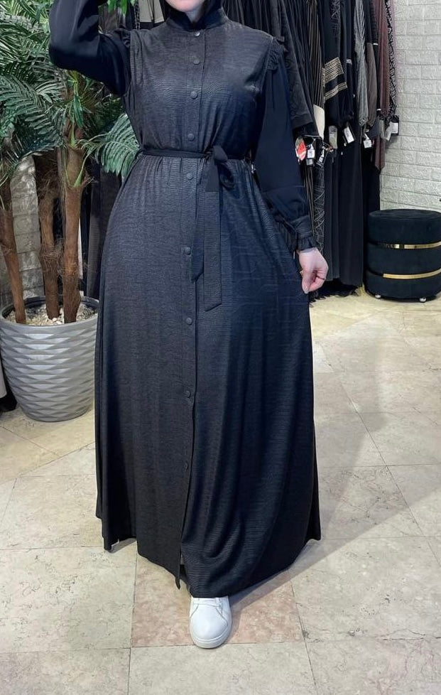 Jacqurad Abaya Black Buttons