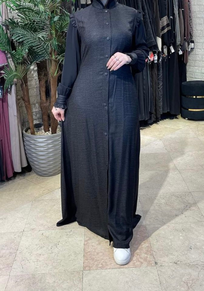 Jacqurad Abaya Black Buttons